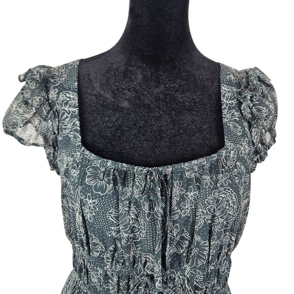 Likely Womens Moss Tiered Midi Dress Floral Short Sleeves & Square Neck Size 2 - Picture 14 of 14